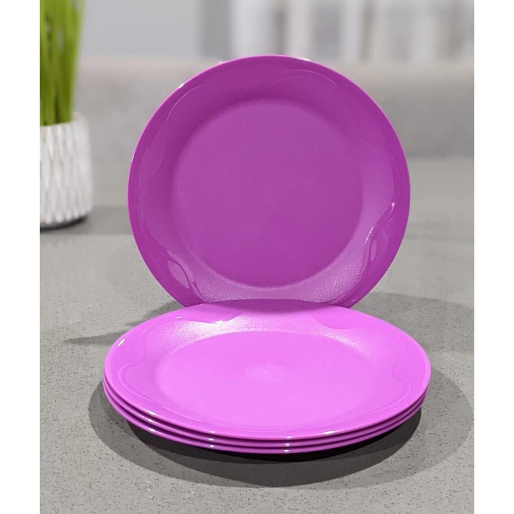 Tupperware Open House Salad Plates 8" Set 4 Purple New!!